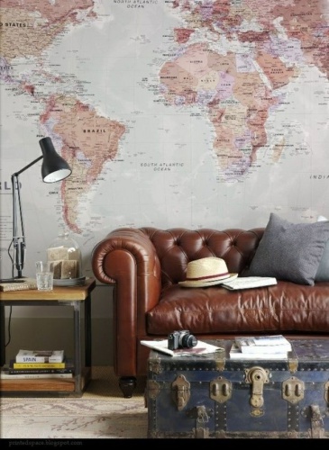 tuftead-leather-sofa-old-map-wall-decor