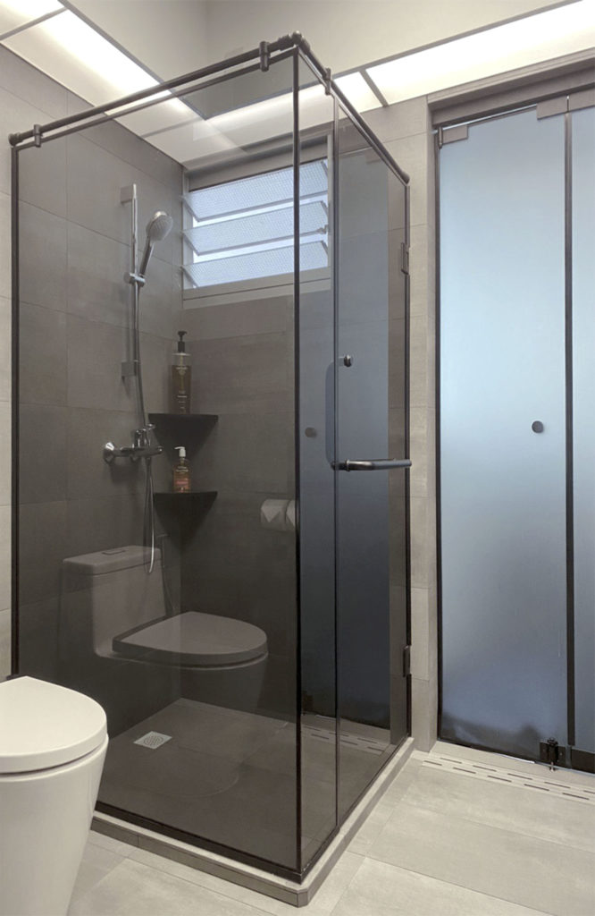 Modern HDB Toilet Glass Shower Stall