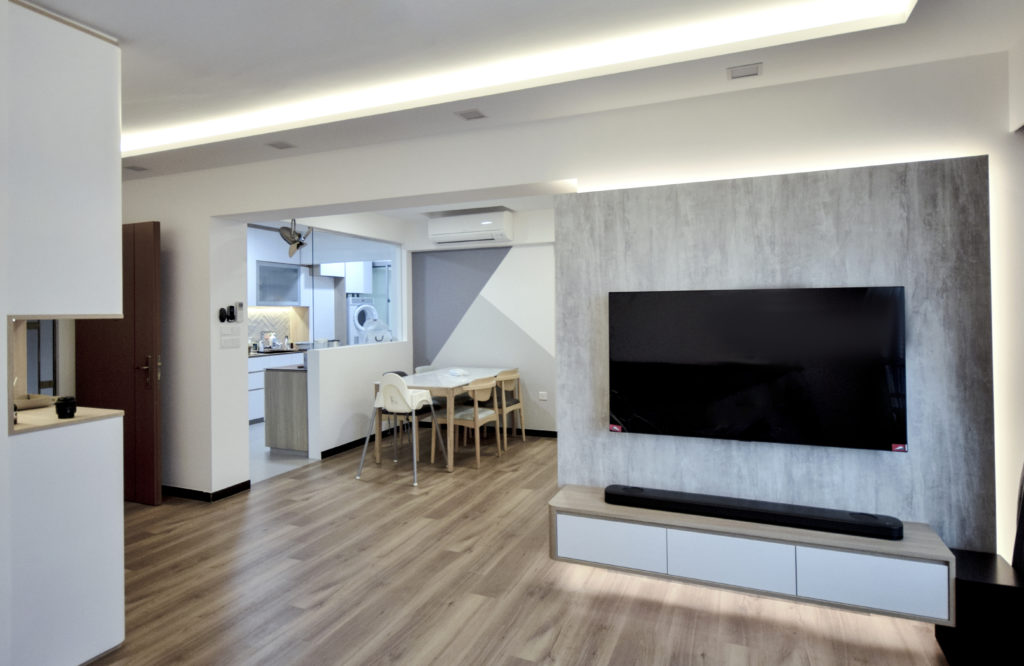 Simple Scandinavian HDB Living Room Interior Design with Wood Ideas