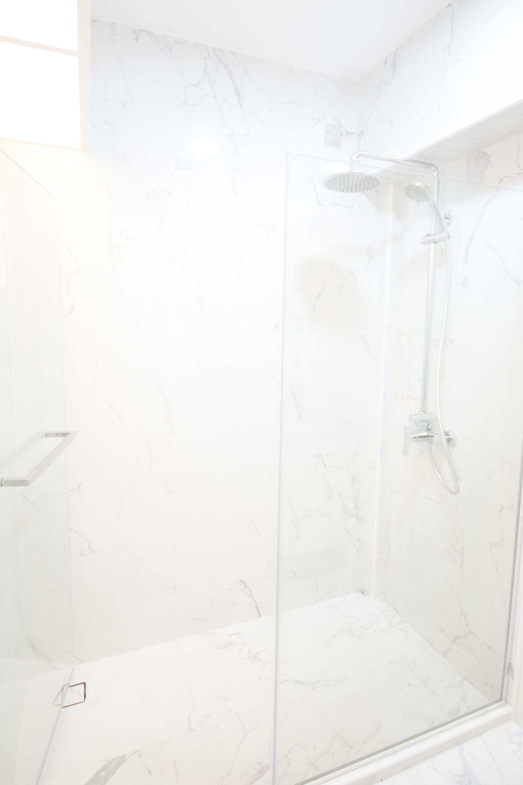 Singapore HDB All White Marble Shower Dry Toilet