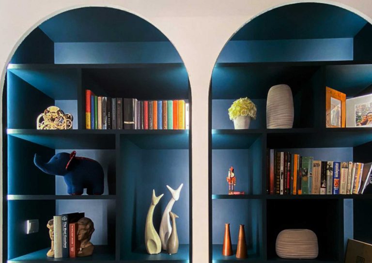 Custom Made Open Display for Modern Condo Shelf and Bookcase