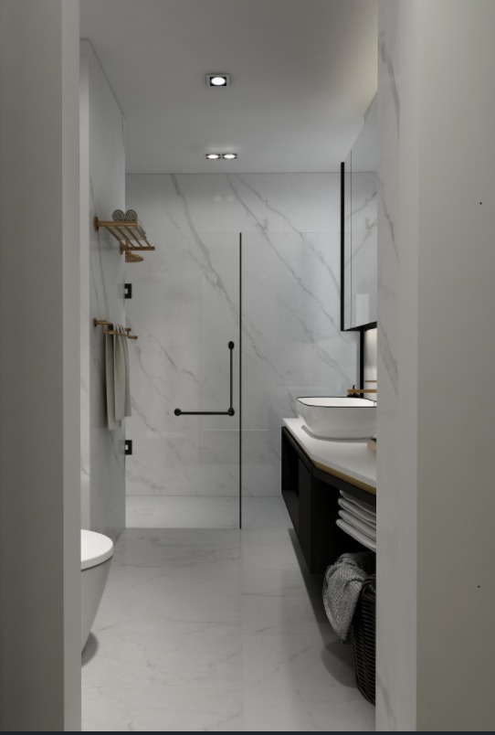 Luxury Condo White Marble Toilet