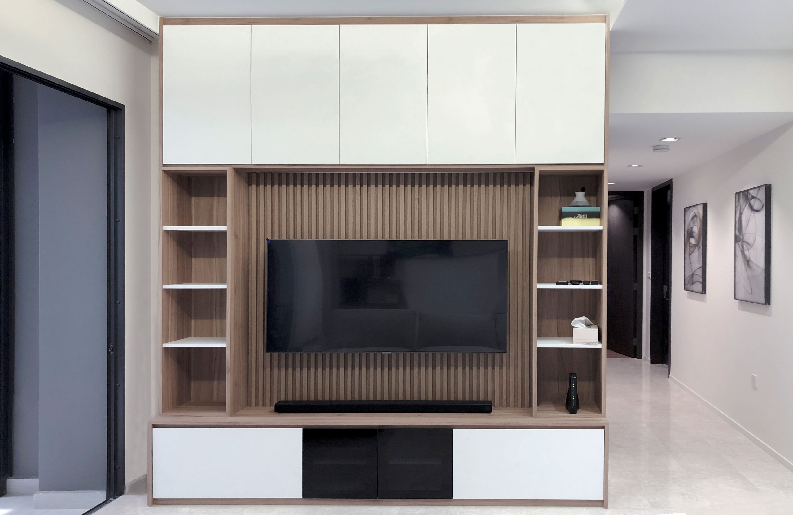 Living Room Condo Interior Design for TV Feature Wall