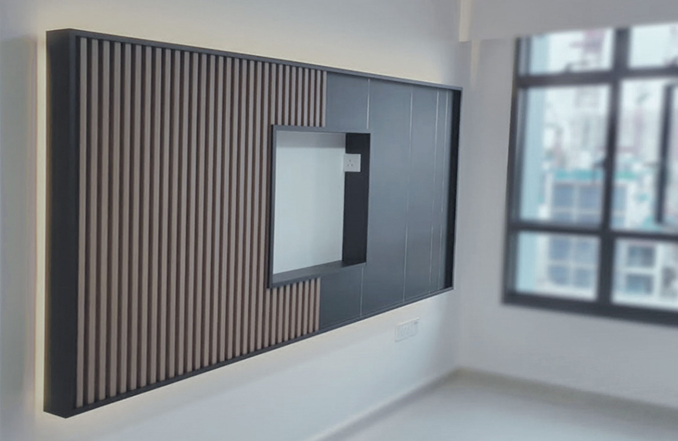bidadari park drive 4 room HDB BTO fluted panel tv feature wall custom carpentry design