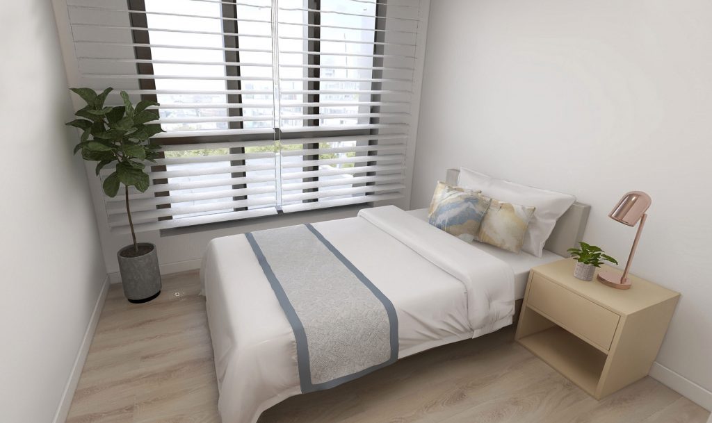 HDB Bedroom Design White Colour Scheme by Felix Yan
