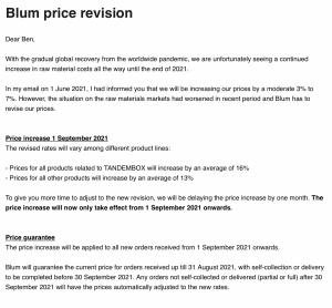 BLUM Price Adjustment 2021 Sept
