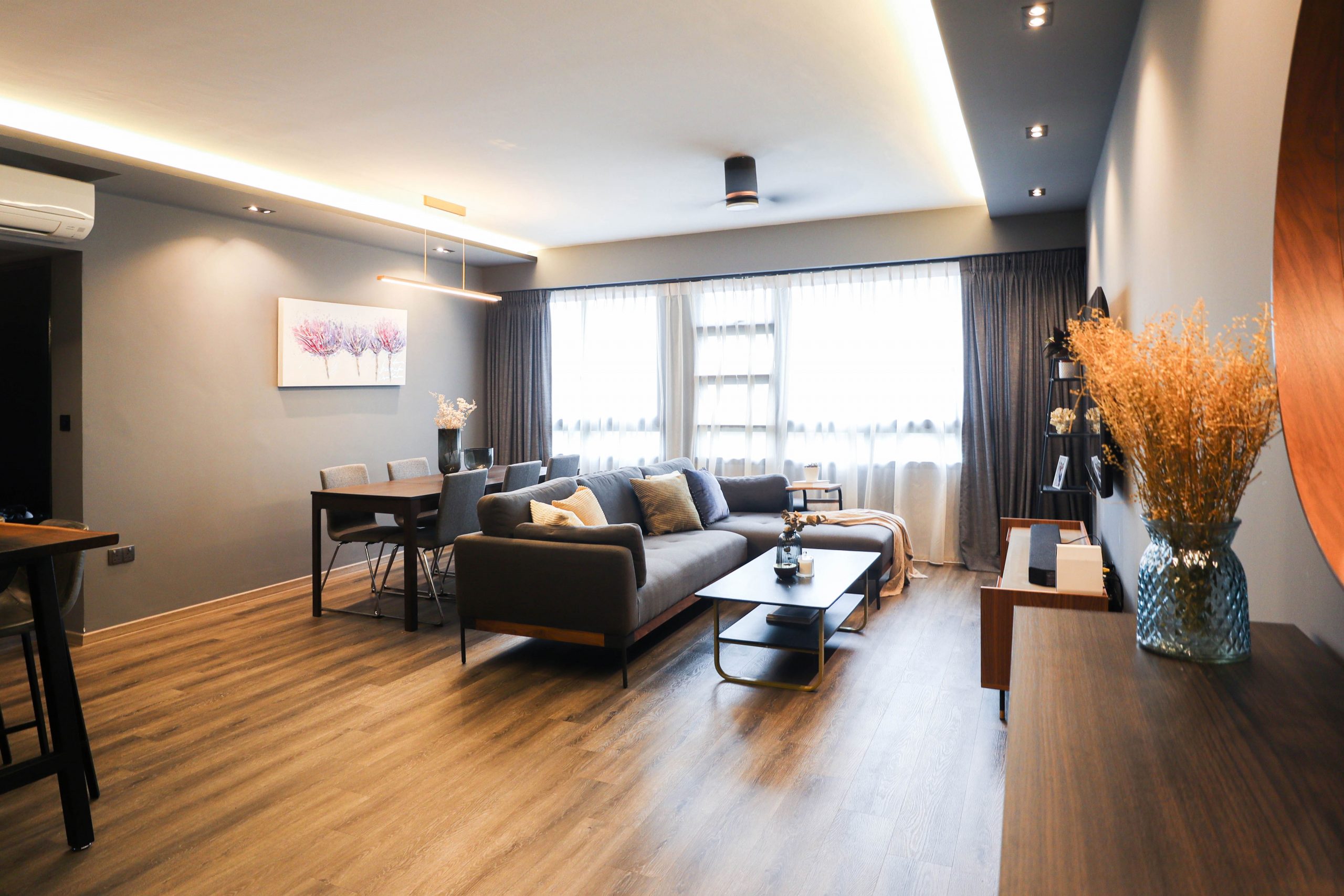 5 room HDB resale renovation Punggol Topaz Dark Modern Interior Design