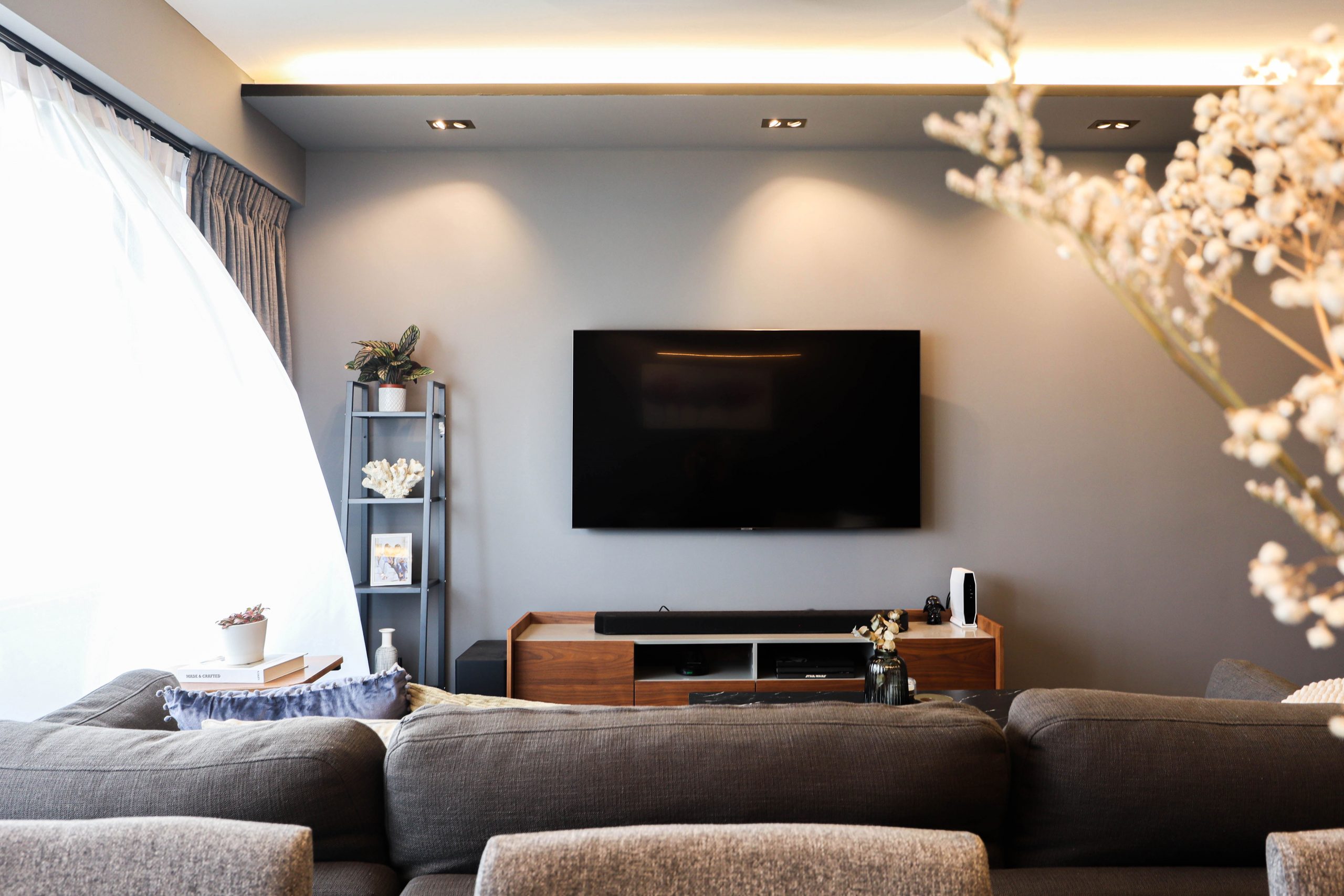Living Room Dark Modern HDB Resale Interior Design Punggol Topaz
