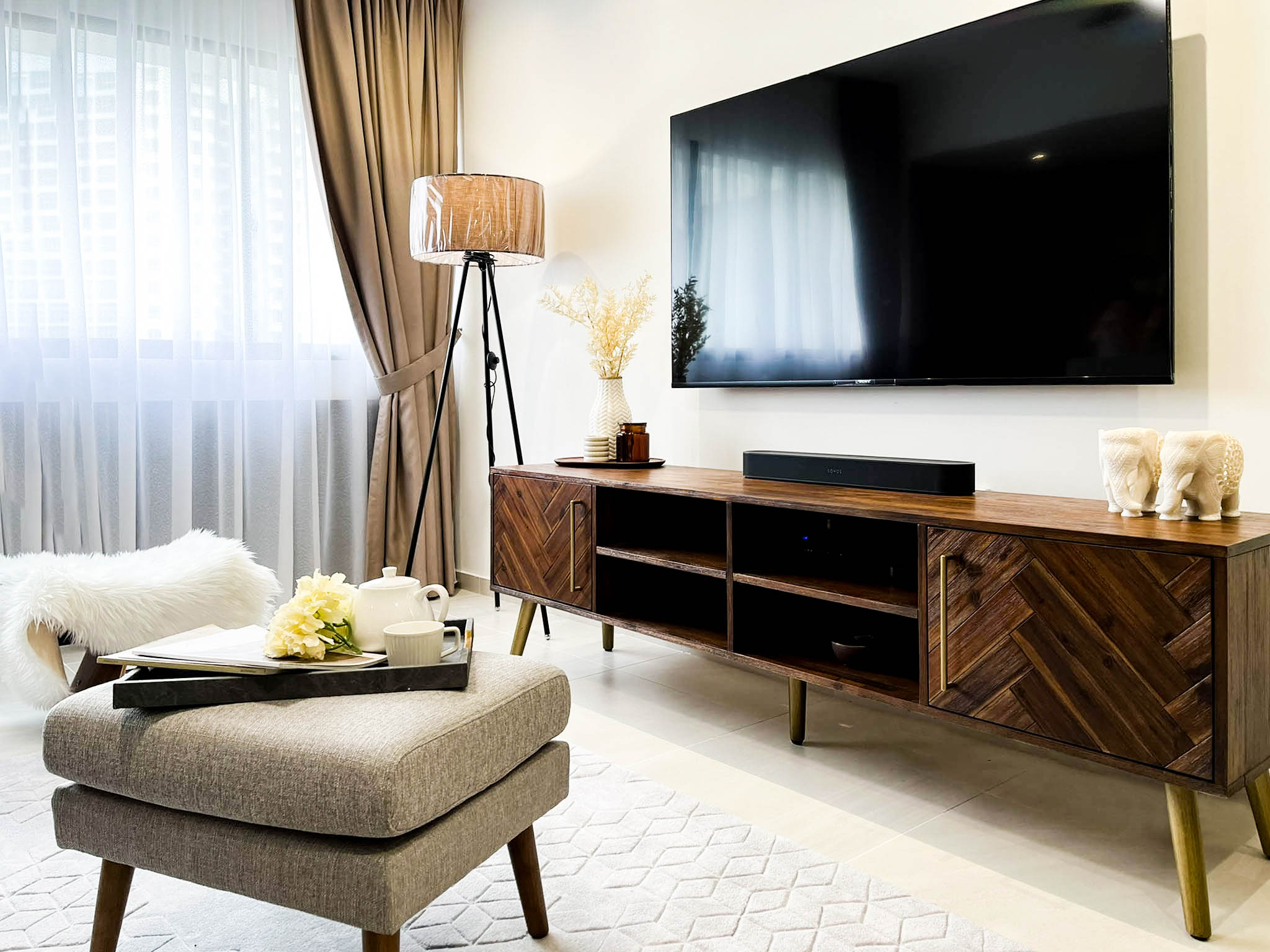 television and wooden cabinet