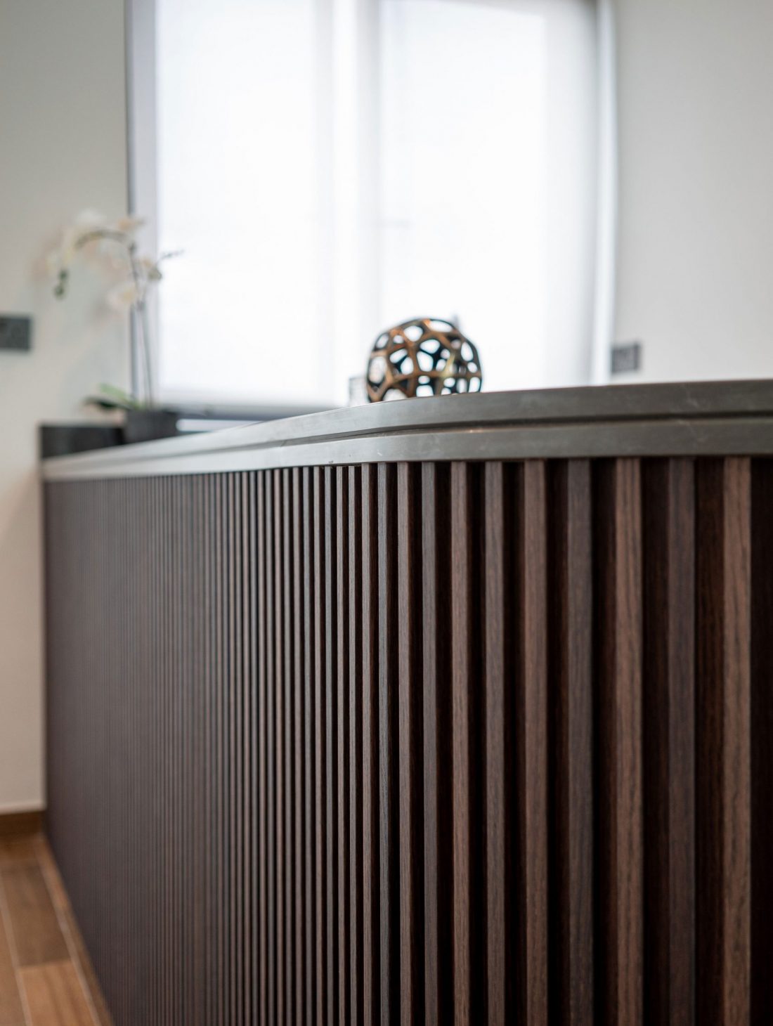 bar counter design with fluted panel